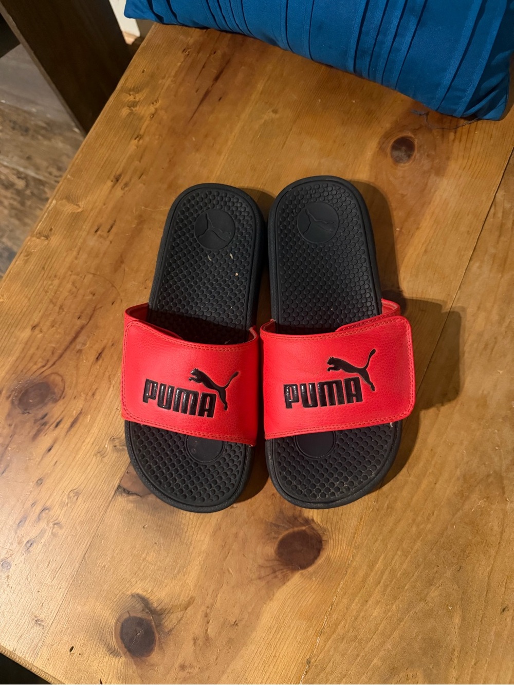 Puma Black & Red Adjustable Slide Sandals